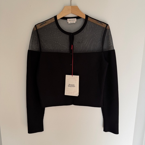 Alexander McQueen Sweaters - NWT Alexander McQueen Black Sheer Cardigan